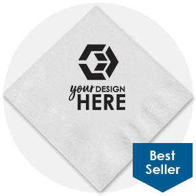 Linen-Like White Cocktail Napkin-Diagonal Imprint