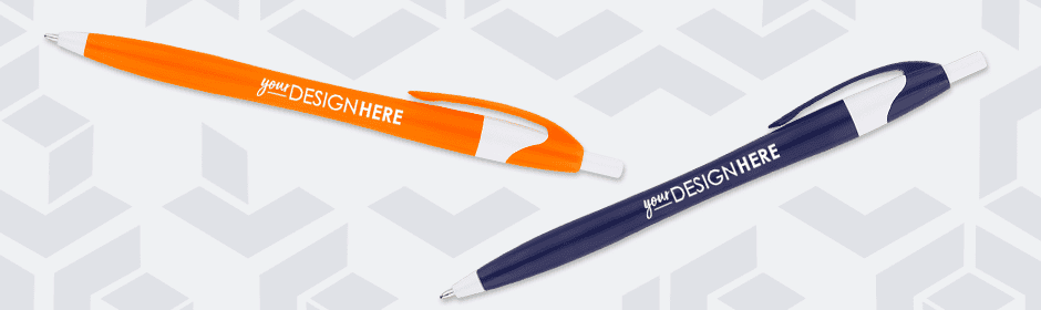 Promotional school items orange pen with white imprint