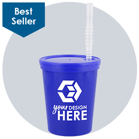 16 oz. Plastic Stadium Cup With Lid and Straw