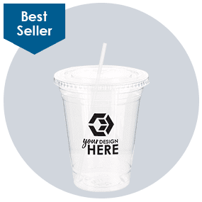 16 oz. Soft Sided Clear Cup With Lid and Straw