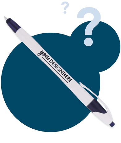 Blue custom stylus pens with white imprint