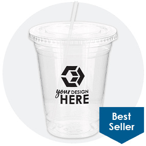 16 oz. Soft Sided Clear Cup With Lid and Straw