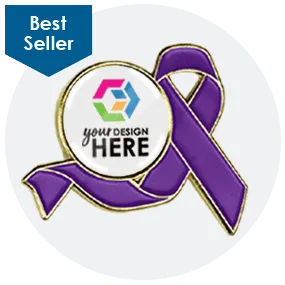 Round Awareness Ribbon Lapel Pin-Full Color