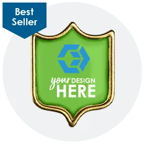 Brass Shield Lapel Pin-Full Color
