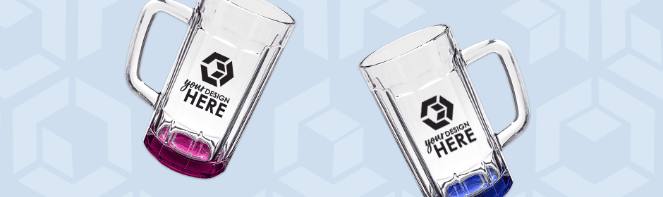 Beer mug with white imprint
