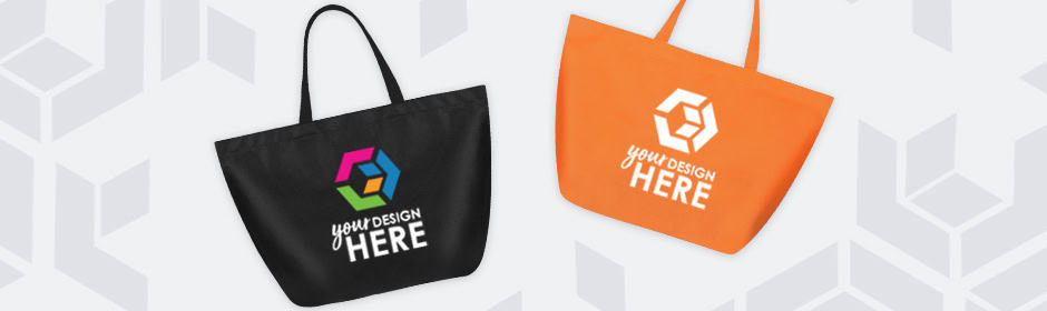 Promotional tote bags with black imprint