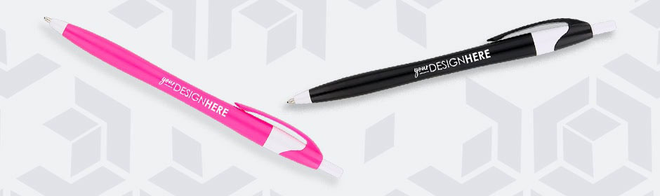 Orange pen with black imprint
