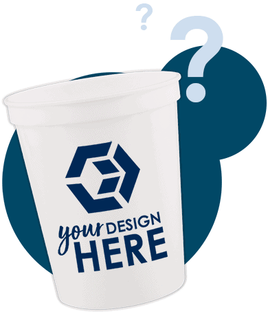 White stadium cup with blue imprint