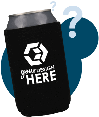 Black custom neoprene koozies with white imprint