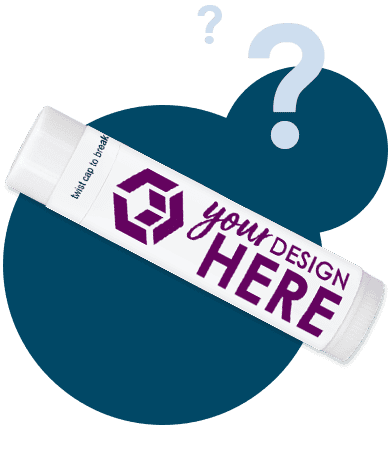 personalized lip balm with white background and black one-color decal