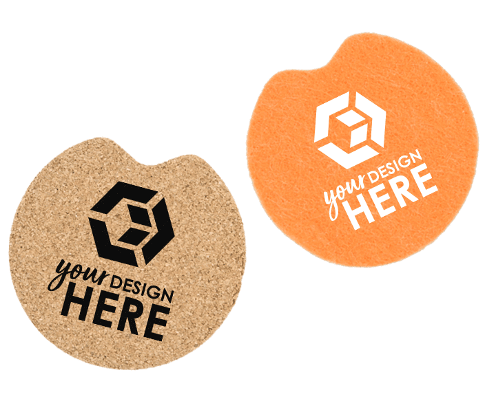 Custom car coasters cork car coaster with black imprint and orange foam car coaster with white imprint