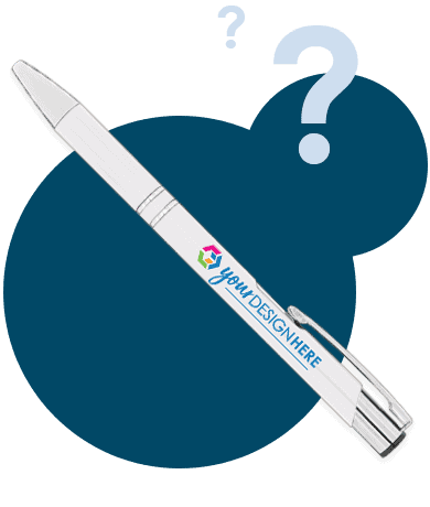 Navy blue pen with full-color logo