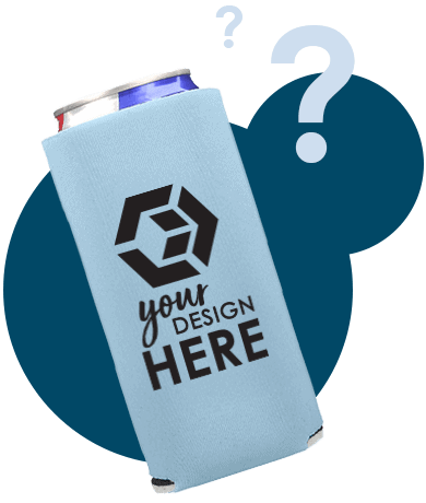 blue slim can cooler with navy blue imprint
