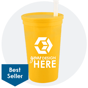22 oz. Plastic Stadium Cup With Lid and Straw
