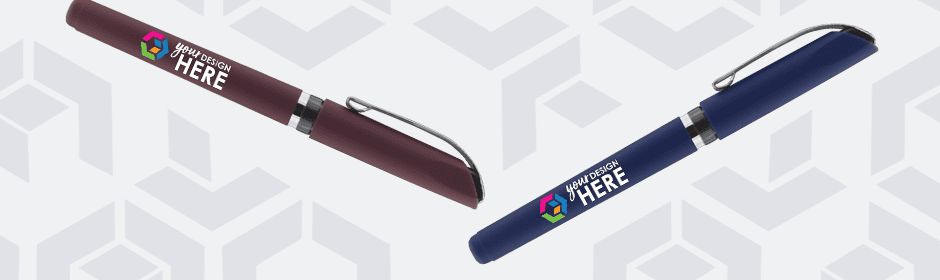 Orange pen with full-color logo