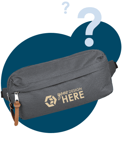 Black fanny pack with white imprint