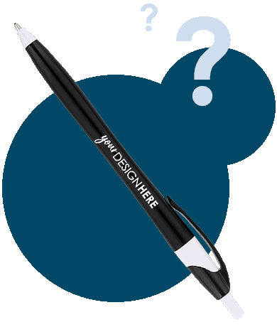 Black promotional pens with white imprint