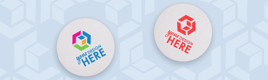 white coasters with custom printed designs