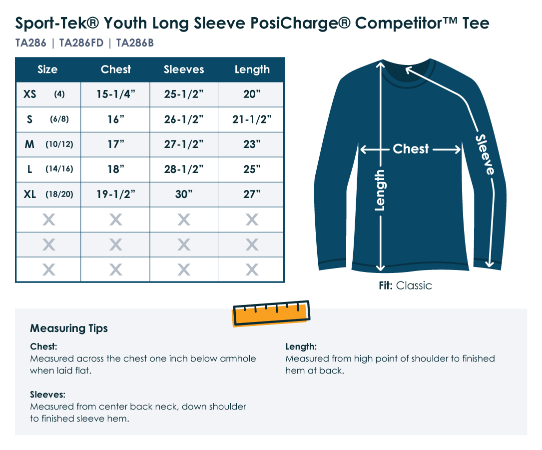 Tek Chart Sport-Tek® Youth Long Sleeve PosiCharge® Competitor™ Tee | Totally ...